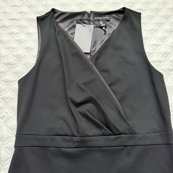 NWT Adrienne Vittadini Black Sleeveless Wrap Sheath Dress - Black - Size 6 - Picture 2 of 13